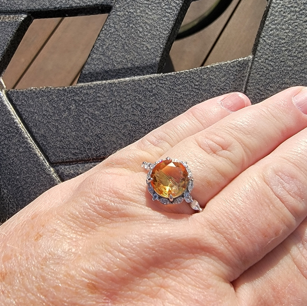Bomb party ring .925 sterling silver ring lab created topaz